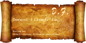 Dencsi Filoméla névjegykártya